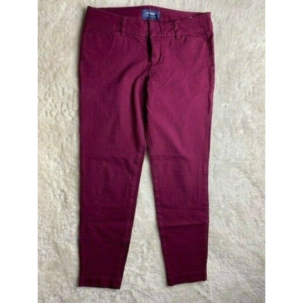 Old Navy Womens Pixie Pants Size 2 R Plum Color Stretch Mid Rise Skinny Ankle